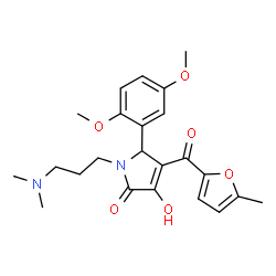 ChemSpider 2D Image | 5-(2,5-Dimethoxyphenyl)-1-[3-(dimethylamino)propyl]-3-hydroxy-4-(5-methyl-2-furoyl)-1,5-dihydro-2H-pyrrol-2-one | C23H28N2O6