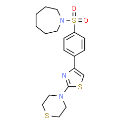 ChemSpider 2D Image | 1-({4-[2-(4-Thiomorpholinyl)-1,3-thiazol-4-yl]phenyl}sulfonyl)azepane | C19H25N3O2S3