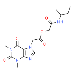 ChemSpider 2D Image | 2-(sec-Butylamino)-2-oxoethyl (1,3-dimethyl-2,6-dioxo-1,2,3,6-tetrahydro-7H-purin-7-yl)acetate | C15H21N5O5