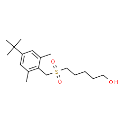 ChemSpider 2D Image | 5-{[2,6-Dimethyl-4-(2-methyl-2-propanyl)benzyl]sulfonyl}-1-pentanol | C18H30O3S