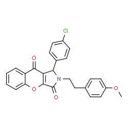 ChemSpider 2D Image | 1-(4-Chlorophenyl)-2-[2-(4-methoxyphenyl)ethyl]-1,2-dihydrochromeno[2,3-c]pyrrole-3,9-dione | C26H20ClNO4