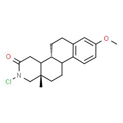 ChemSpider 2D Image | (4bR,12aS)-2-Chloro-8-methoxy-12a-methyl-1,4,4a,4b,5,6,10b,11,12,12a-decahydronaphtho[2,1-f]isoquinolin-3(2H)-one | C19H24ClNO2