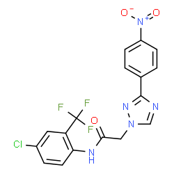 ChemSpider 2D Image | N-[4-Chloro-2-(trifluoromethyl)phenyl]-2-[3-(4-nitrophenyl)-1H-1,2,4-triazol-1-yl]acetamide | C17H11ClF3N5O3