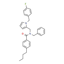 ChemSpider 2D Image | N-Benzyl-4-butyl-N-{[1-(4-fluorobenzyl)-1H-pyrrol-2-yl]methyl}benzamide | C30H31FN2O