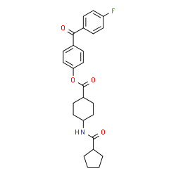ChemSpider 2D Image | 4-(4-Fluorobenzoyl)phenyl 4-[(cyclopentylcarbonyl)amino]cyclohexanecarboxylate | C26H28FNO4