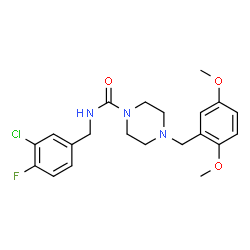 ChemSpider 2D Image | N-(3-Chloro-4-fluorobenzyl)-4-(2,5-dimethoxybenzyl)-1-piperazinecarboxamide | C21H25ClFN3O3