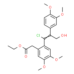 ChemSpider 2D Image | Ethyl {2-[1-chloro-2-(3,4-dimethoxyphenyl)-3-hydroxy-1-propen-1-yl]-4,5-dimethoxyphenyl}acetate | C23H27ClO7
