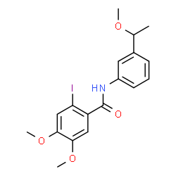 ChemSpider 2D Image | 2-Iodo-4,5-dimethoxy-N-[3-(1-methoxyethyl)phenyl]benzamide | C18H20INO4