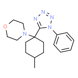 ChemSpider 2D Image | 4-[4-Methyl-1-(1-phenyl-1H-tetrazol-5-yl)cyclohexyl]morpholine | C18H25N5O