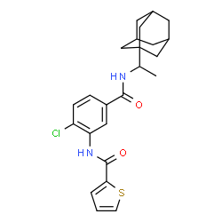 ChemSpider 2D Image | N-(5-{[1-(Adamantan-1-yl)ethyl]carbamoyl}-2-chlorophenyl)-2-thiophenecarboxamide | C24H27ClN2O2S