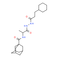ChemSpider 2D Image | N-{1-[2-(3-Cyclohexylpropanoyl)hydrazino]-1-oxo-2-propanyl}-1-adamantanecarboxamide | C23H37N3O3
