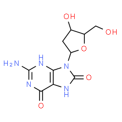 ChemSpider 2D Image | 2-Amino-9-(2-deoxypentofuranosyl)-7,9-dihydro-3H-purine-6,8-dione | C10H13N5O5