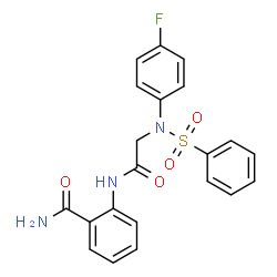 ChemSpider 2D Image | 2-{2-[N-(4-FLUOROPHENYL)BENZENESULFONAMIDO]ACETAMIDO}BENZAMIDE | C21H18FN3O4S