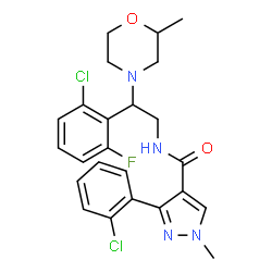 ChemSpider 2D Image | N-[2-(2-Chloro-6-fluorophenyl)-2-(2-methyl-4-morpholinyl)ethyl]-3-(2-chlorophenyl)-1-methyl-1H-pyrazole-4-carboxamide | C24H25Cl2FN4O2