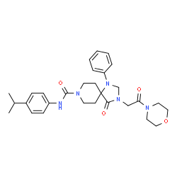 ChemSpider 2D Image | N-(4-Isopropylphenyl)-3-[2-(4-morpholinyl)-2-oxoethyl]-4-oxo-1-phenyl-1,3,8-triazaspiro[4.5]decane-8-carboxamide | C29H37N5O4