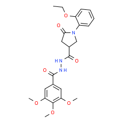 ChemSpider 2D Image | 1-(2-Ethoxyphenyl)-5-oxo-N'-(3,4,5-trimethoxybenzoyl)-3-pyrrolidinecarbohydrazide | C23H27N3O7