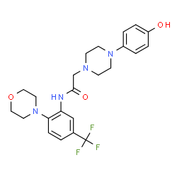 ChemSpider 2D Image | 2-[4-(4-Hydroxyphenyl)-1-piperazinyl]-N-[2-(4-morpholinyl)-5-(trifluoromethyl)phenyl]acetamide | C23H27F3N4O3