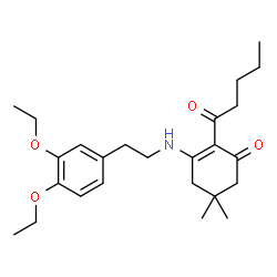 ChemSpider 2D Image | 3-{[2-(3,4-Diethoxyphenyl)ethyl]amino}-5,5-dimethyl-2-pentanoyl-2-cyclohexen-1-one | C25H37NO4