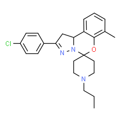 ChemSpider 2D Image | 2'-(4-Chlorophenyl)-7'-methyl-1-propyl-1',10b'-dihydrospiro[piperidine-4,5'-pyrazolo[1,5-c][1,3]benzoxazine] | C24H28ClN3O
