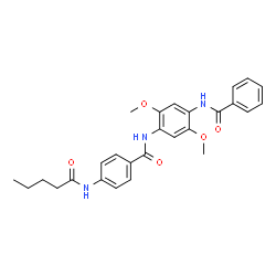 ChemSpider 2D Image | N-[4-(Benzoylamino)-2,5-dimethoxyphenyl]-4-(pentanoylamino)benzamide | C27H29N3O5