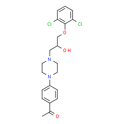 ChemSpider 2D Image | 1-(4-{4-[3-(2,6-Dichlorophenoxy)-2-hydroxypropyl]-1-piperazinyl}phenyl)ethanone | C21H24Cl2N2O3