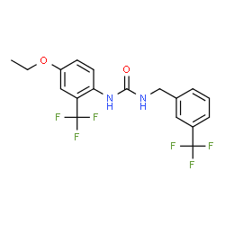 ChemSpider 2D Image | 1-[4-Ethoxy-2-(trifluoromethyl)phenyl]-3-[3-(trifluoromethyl)benzyl]urea | C18H16F6N2O2