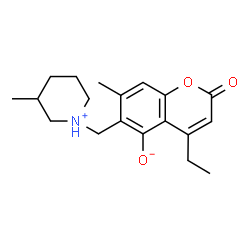 ChemSpider 2D Image | 4-Ethyl-7-methyl-6-[(3-methyl-1-piperidiniumyl)methyl]-2-oxo-2H-chromen-5-olate | C19H25NO3