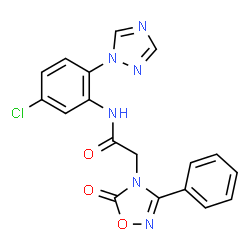 ChemSpider 2D Image | N-[5-Chloro-2-(1H-1,2,4-triazol-1-yl)phenyl]-2-(5-oxo-3-phenyl-1,2,4-oxadiazol-4(5H)-yl)acetamide | C18H13ClN6O3
