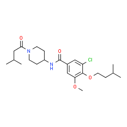 ChemSpider 2D Image | 3-Chloro-5-methoxy-N-[1-(3-methylbutanoyl)-4-piperidinyl]-4-(3-methylbutoxy)benzamide | C23H35ClN2O4