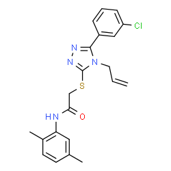ChemSpider 2D Image | 2-{[4-Allyl-5-(3-chlorophenyl)-4H-1,2,4-triazol-3-yl]sulfanyl}-N-(2,5-dimethylphenyl)acetamide | C21H21ClN4OS