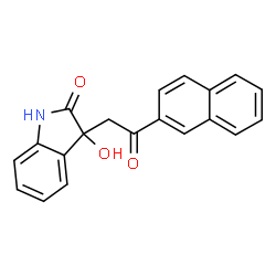 ChemSpider 2D Image | 3-Hydroxy-3-[2-(2-naphthyl)-2-oxoethyl]-1,3-dihydro-2H-indol-2-one | C20H15NO3