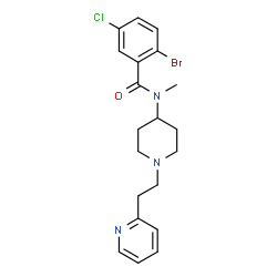 ChemSpider 2D Image | 2-Bromo-5-chloro-N-methyl-N-{1-[2-(2-pyridinyl)ethyl]-4-piperidinyl}benzamide | C20H23BrClN3O