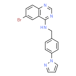 ChemSpider 2D Image | 6-Bromo-N-[4-(1H-pyrazol-1-yl)benzyl]-4-quinazolinamine | C18H14BrN5