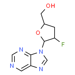 ChemSpider 2D Image | 9-(2,3-Dideoxy-2-fluoropentofuranosyl)-9H-purine | C10H11FN4O2