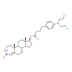 ChemSpider 2D Image | (5aR,7aS,8S,10bR)-5a,7a-Dimethyl-2-oxo-2,3,4,5,5a,5b,6,7,7a,8,9,10,10a,10b,11,12-hexadecahydrocyclopenta[5,6]naphtho[1,2-d]azepin-8-yl 4-{4-[bis(2-chloroethyl)amino]phenyl}butanoate | C33H46Cl2N2O3