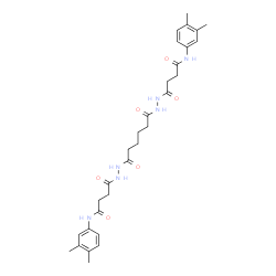 ChemSpider 2D Image | 4,4'-[(1,6-Dioxo-1,6-hexanediyl)di-2,1-hydrazinediyl]bis[N-(3,4-dimethylphenyl)-4-oxobutanamide] | C30H40N6O6