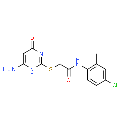 ChemSpider 2D Image | acetamide, 2-[(4-amino-1,6-dihydro-6-oxo-2-pyrimidinyl)thio]-N-(4-chloro-2-methylphenyl)- | C13H13ClN4O2S