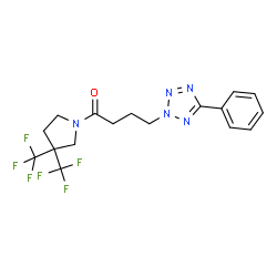 ChemSpider 2D Image | 1-[3,3-Bis(trifluoromethyl)-1-pyrrolidinyl]-4-(5-phenyl-2H-tetrazol-2-yl)-1-butanone | C17H17F6N5O