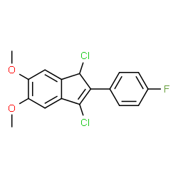 ChemSpider 2D Image | 1,3-Dichloro-2-(4-fluorophenyl)-5,6-dimethoxy-1H-indene | C17H13Cl2FO2
