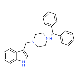 ChemSpider 2D Image | 1-(Diphenylmethyl)-4-(1H-indol-3-ylmethyl)piperazin-1-ium | C26H28N3