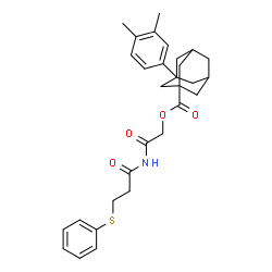 ChemSpider 2D Image | 2-Oxo-2-{[3-(phenylsulfanyl)propanoyl]amino}ethyl 3-(3,4-dimethylphenyl)-1-adamantanecarboxylate | C30H35NO4S