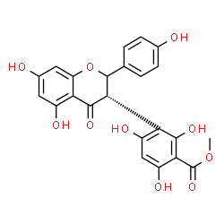 ChemSpider 2D Image | Methyl 3-[(3S)-5,7-dihydroxy-2-(4-hydroxyphenyl)-4-oxo-3,4-dihydro-2H-chromen-3-yl]-2,4,6-trihydroxybenzoate | C23H18O10