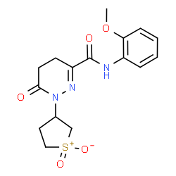 ChemSpider 2D Image | N-(2-methoxyphenyl)-1-(1-oxido-1-oxo-2,3,4,5-tetrahydrothiophen-3-yl)-6-oxo-4,5-dihydropyridazine-3-carboxamide | C16H19N3O5S