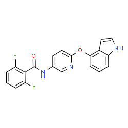 ChemSpider 2D Image | 2,6-Difluoro-N-[6-(1H-indol-4-yloxy)-3-pyridinyl]benzamide | C20H13F2N3O2