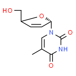 ChemSpider 2D Image | 1-[(2S)-5-(Hydroxymethyl)-2,5-dihydro-2-furanyl]-5-methyl-2,4(1H,3H)-pyrimidinedione | C10H12N2O4