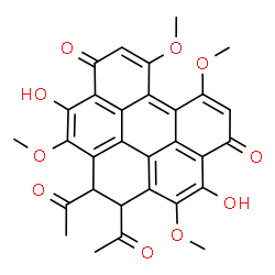 ChemSpider 2D Image | 1,2-Diacetyl-4,11-dihydroxy-3,7,8,12-tetramethoxy-1,2-dihydrobenzo[ghi]perylene-5,10-dione | C30H24O10
