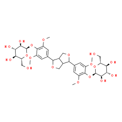 ChemSpider 2D Image | 4-{4-[4-(alpha-D-Glucopyranosyloxy)-3,5-dimethoxyphenyl]tetrahydro-1H,3H-furo[3,4-c]furan-1-yl}-2,6-dimethoxyphenyl alpha-D-glucopyranoside | C34H46O18