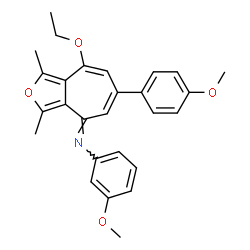 ChemSpider 2D Image | (4E)-8-Ethoxy-N-(3-methoxyphenyl)-6-(4-methoxyphenyl)-1,3-dimethyl-4H-cyclohepta[c]furan-4-imine | C27H27NO4