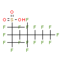 ChemSpider 2D Image | 1,1,2,3,3,4,4,5,5,6,6,7,7,7-Tetradecafluoro-2-(trifluoromethyl)-1-heptanesulfonic acid | C8HF17O3S