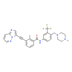 ChemSpider 2D Image | 3-(Imidazo[1,2-b]pyridazin-3-ylethynyl)-2-methyl-N-{4-[(4-methyl-1-piperazinyl)methyl]-3-(trifluoromethyl)phenyl}benzamide | C29H27F3N6O